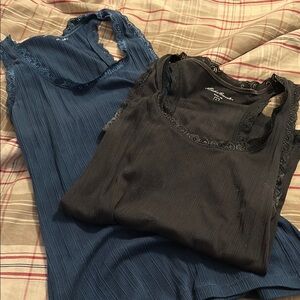 Black and Blue Casual Tank Tops
